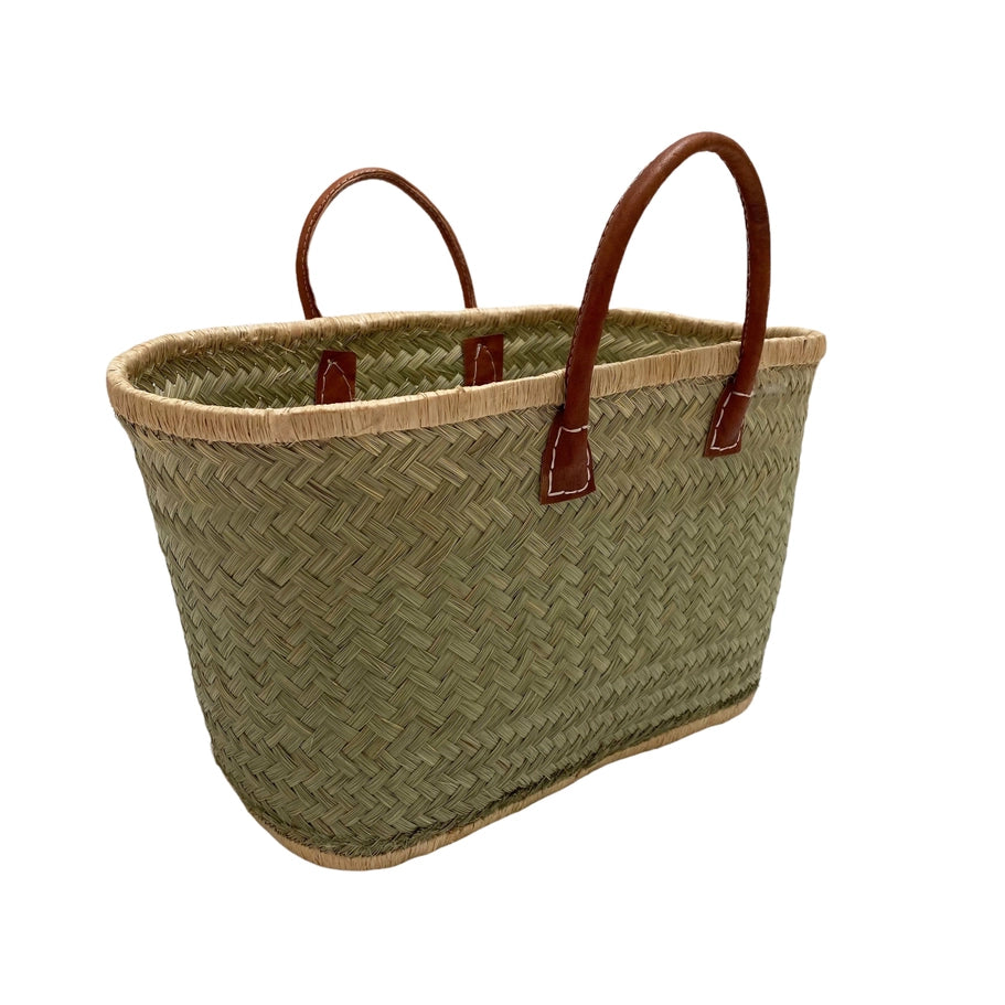 Artisanal Basket Aravola in Natural Plain Color